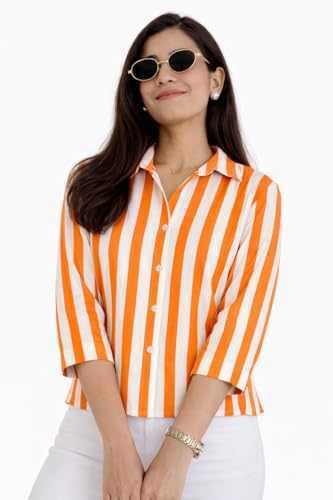 Image of Women's Korean Style 3 /4 Sleeve Oversized Button Down|| Workwear Top Shirt for Office & Casual Wear Women Shirt || Shirt for Woman || Top for Women (L-98-101)