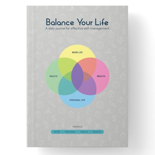 Image of Balance Your Life - Daily Undated Planner and Journal | Wellness Habit Tracker | Boost Work Productivity | Gratitude & Mental Wellbeing | Budget Management | 4-Month Program | 5-Star Product (Executive Space Grey)