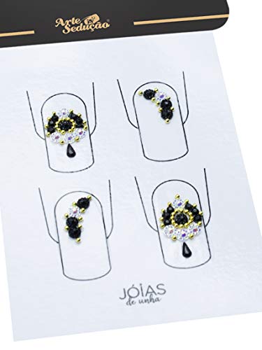 Kit 100 Jóias de Unha Adesivos Pedrarias para Unhas Arte Sedução