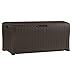 Suncast 122 Gallon Resin Rattan Patio Storage Box - Waterproof Outdoor Storage Container for Toys, Furniture, Yard Tools - Store Items on Deck, Porch, Backyard - Java