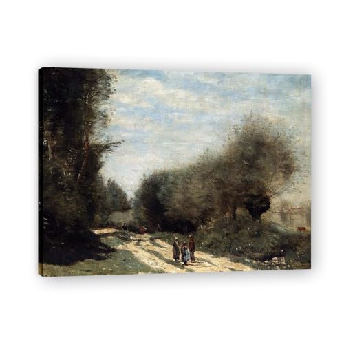 Tableau paysage français 40x52cm Route de Campagne vers Crécy-en-Brie