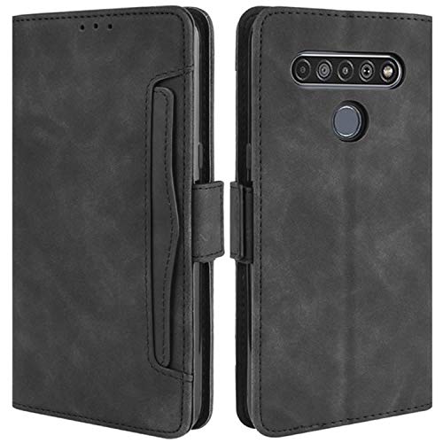 HualuBro Funda para LG K61, Funda Libro de Premium PU Cuero con Ranura para Tarjetas y Billetera Flip Cover Magnético Carcasa para LG K61 Case, Negro