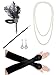 Produktbild Feibao 1920er Jahre Zubehörset Flapper Kostüm Charleston ausgefallene Accessoires-1920er Jahre Flapper Stirnband Perlenkette Satin Handschuhe