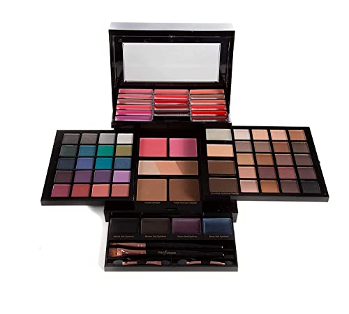 Profusion Cosmetics - Pro Elevation Kit - Starter Makeup Artist Kit Eyeshadows Lip Shades Gel Eyeliners Highlighters Contour Bronzer Brow Powder Eyebrow Wax Eyebrow Highlighter Applicator Brushes #TOP1