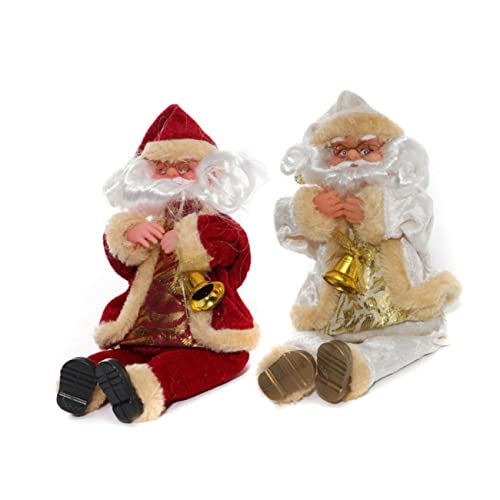 FUNOMOCYA Sitzender Weihnachtsmann Deko-Figur in Cremig Weiß...