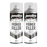 JENOLITE Primer Filler Spray Paint | WHITE | High Fill Multi-Surface Primer Paint | Fills Small Dents & Scratches | Perfect For Car Bodywork, 3D Printer Models & More | 2 x 400ml