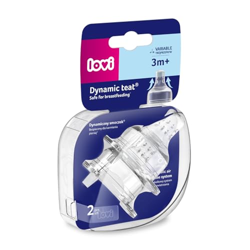 LOVI 2x Anticólica Tetina de Silicona para Biberón Flujo Variable | 3m+ | Chupete Dinámico | Sin BPA | Sistema SUPER Air Vent | Protege el Reflejo Natural de Succión | Médicamente Probado
