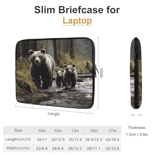 Funda para laptop 17 pulgadas Mother Bear And Her maletín resistente al agua negro para MacBook 2