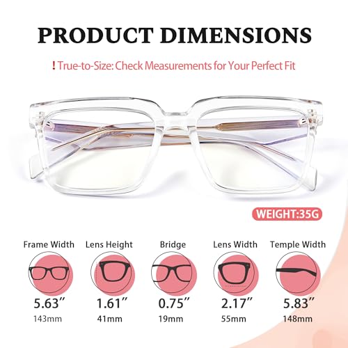 Image of Blue Light Blocking Glasses for Women Men, Square Thick Frame Anti Eyestrain & UV Glare JF6218