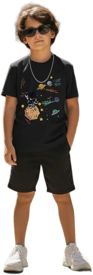 Camiseta Infantil Menino Algodão Macio Estampa Espacial
