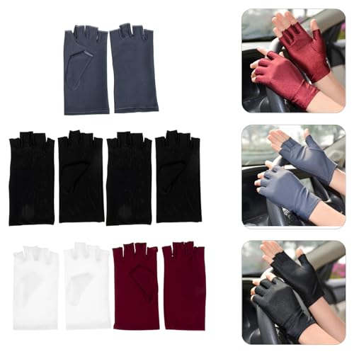 Guantes de ciclismo de media caña elásticos con protección solar UV de mujer 7