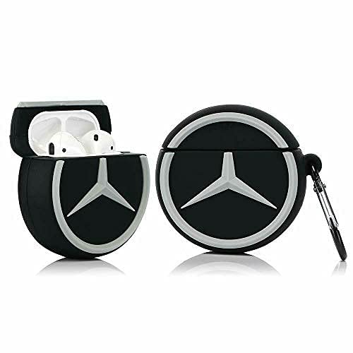 DIRECT2U Case for Airpod 2/1, Cute Unique Cartoon Kawaii Fashion Design Air pods Cover for Girls Women Boys, 3D Cool Fun Funny Soft Silicone Protective Cases for Airpods 1&2 (Mer-cedes)