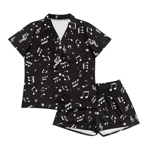 Image of Women's Short Sleeve Sleepwear Pajamas Nightwear with Pockets | skin-friendly breathable material resists pilling fading and deformation after repeated washing