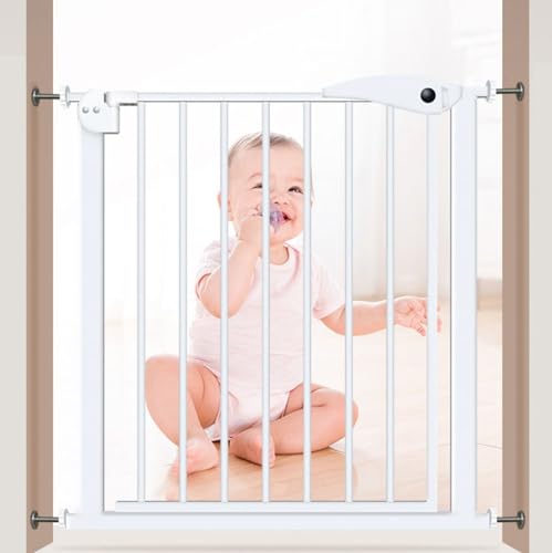 Auto Close Gate,Baby-Gate Für Treppen Und Türen,Dual Lock Metall Haustier Gates Für Hunde,Die Eine Sichere Umgebung Für Haustiere Zu Spielen Und Ruhen (Color : White, Size : 76-84CM+Extension 80CM)