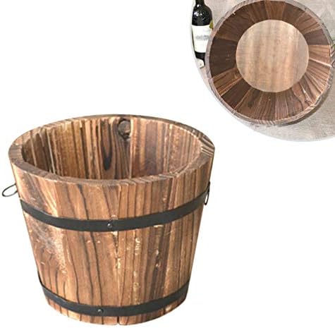 Wooden Flower Pots Barrel Planter Round Garden Flower Bucket Large Flower Pot for Indoor Outdoor Home Garden Patio Decoration-M.