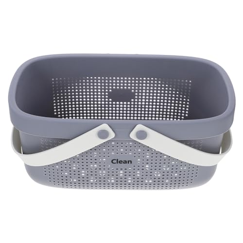 TOYANDONA Cesta Organizadora de Plástico Asas para Almacenamiento de Artículos Diversos, Cesta Portátil para Baño, Dormitorio y Cocina