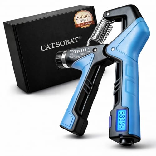 Catsobat ハンドグリップ デジタルカウンター付 近未来デザイン 電池内臓 負荷調整5kg-100kg 【メーカー30日保証付き】 (ライトブルー)の商品画像（Amazon）
