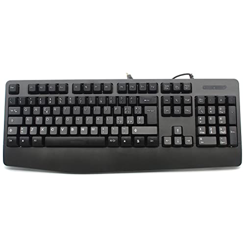 SIMPLETEK – Tastiera Cablata USB con Filo Da Scrivania con Poggiapolsi | Nera, USB 2.0