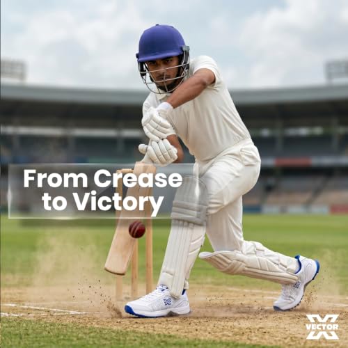 Image of Vector X HITTER Men Cricket Shoes for Men's Synthetic upper Rubber Studs with EVA insocks, Lightweight Performance, Comfort, and Durable Lace-Up Shoe with Padded ankle collar for All-Round Performance