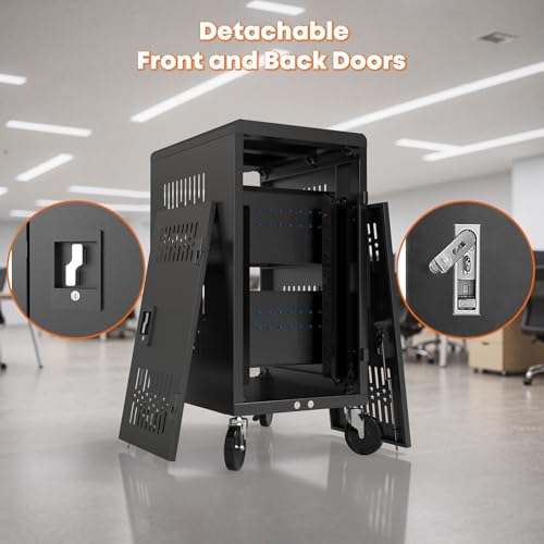 Image of Pre-Assembled American Style Heavy-Duty 20 Bay Laptop Charging Cart for School Classroom Storing and Charging 20 Chromebook, Laptop, and Tablet