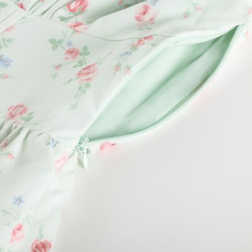 Image of Scarlet Darkness Women's Floral Corset Dress with Split 2026 Summer Spring Square Neck Midi Milkmaid Dresses