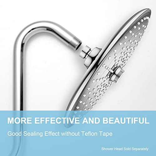 Offo Shower Head Extension Arm 10 Inch, S Shaped Shower Arm With Flange High Rise Goose Neck Shower Arm Extension Chrome Finish #TOP1
