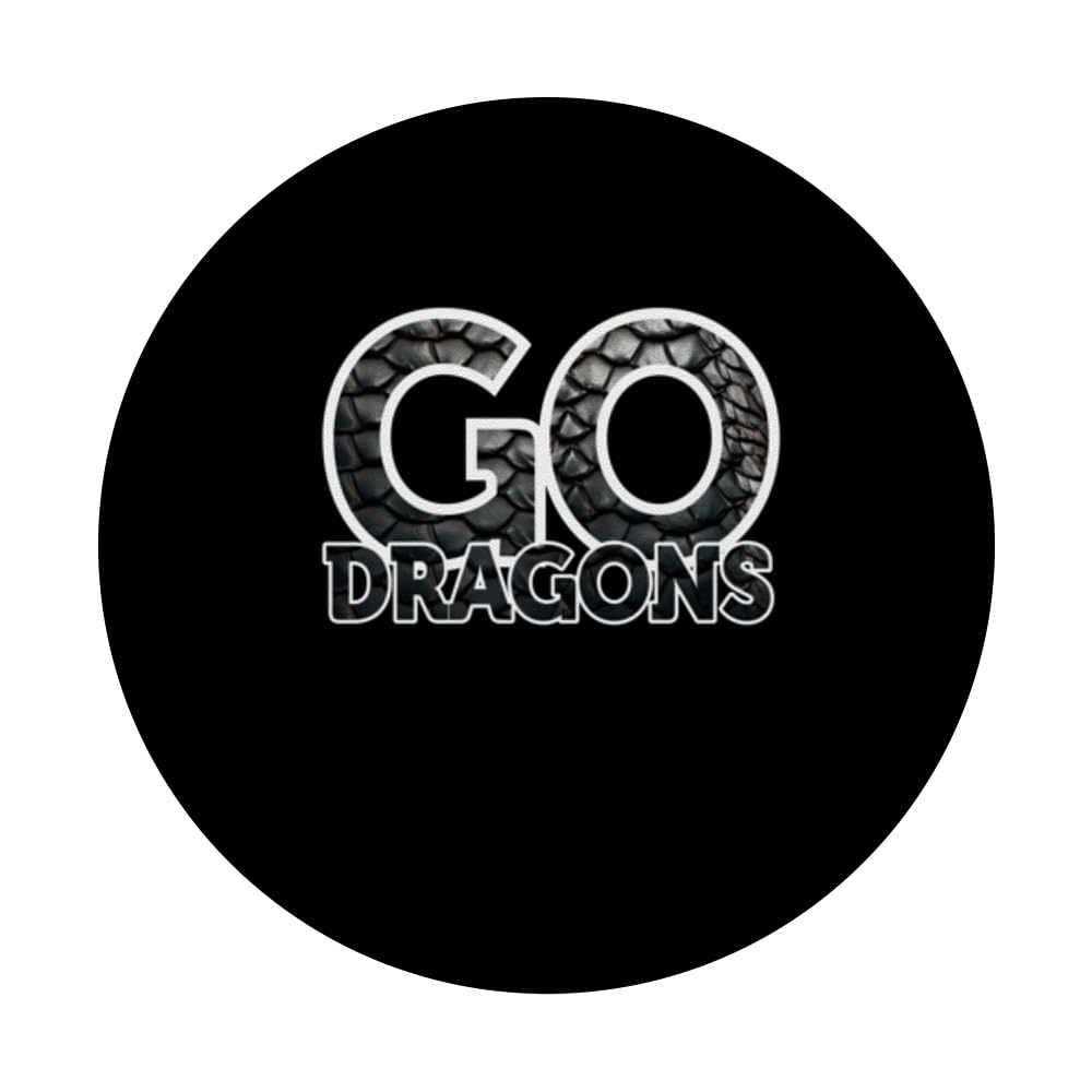 Dragons Team Mascot School Spirit Game Night Dragon Skin Fan PopSockets Swappable PopGrip, Black - Image 3