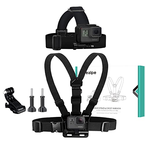 hero head strap - Wealpe Chest Mount Harness Head Strap Mount Compatible with GoPro Hero 10, 9, 8, 7, Max, Fusion, Hero (2018), 6, 5, 4, Session, 3+, 3, 2, 1, DJI Osmo, Xiaomi Yi Cameras