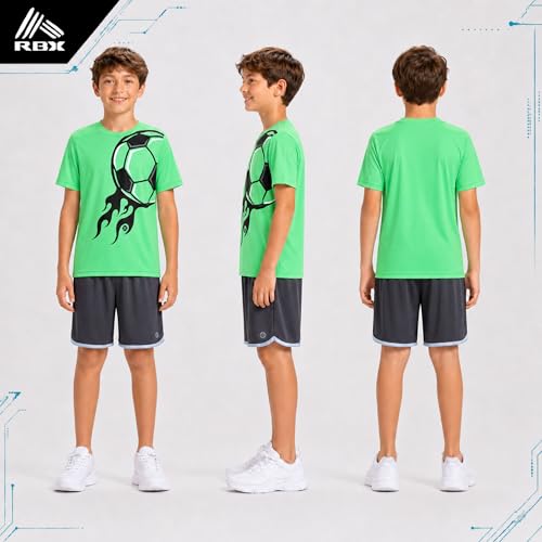 Image of RBX Boys Athletic Shorts Set - 2 Piece Active Performance Graphic Tees and Mesh Gym Shorts for Boys With Elastic Waistband