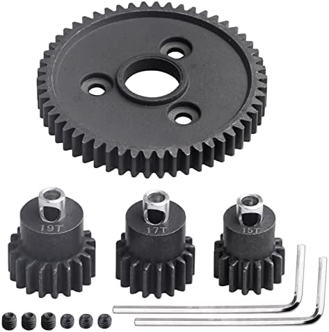 CrazyHobby RC Metal Steel 54T 32P Spur Gear with 15T/17T/19T Pinions Gear Set Replace 3956 for Traxxas Slash 4x4 4WD/2WD/VXL Rustler 4X4 VXL Rally/Stampede 4x4 VXL/Summit/E-REVO/T-Maxx