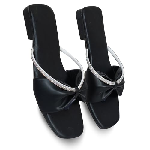 Image of Women's Slippers | Comfortable Flat Chappals for Women with Bow Detail | Stylish Casual Chappals, Trendy Summer Sandals, Comfortable Footwear for Daily Use