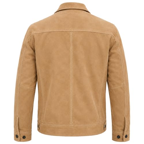 Image of Men's Suede Leather Jacket Real Lambskin Suede Casual Leather Jackets For Men Suede Trucker Coat for Mens