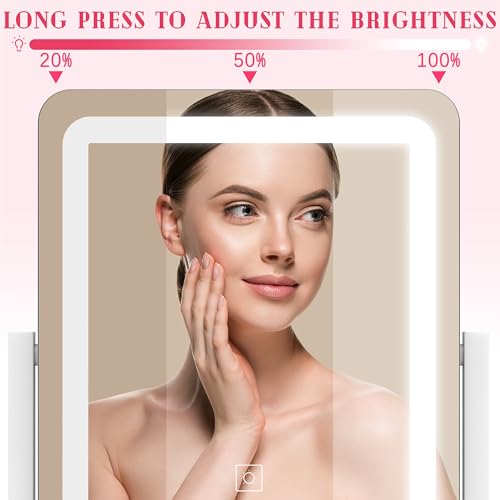 Image of ROLOVE Vanity Mirror with Lights, 12.6 inchx15 inch LED Makeup Mirror with Lights, Smart Touch Control 3 Color Dimmable, Lighted Desk Mirror for Bedroom, Light Up Mirror