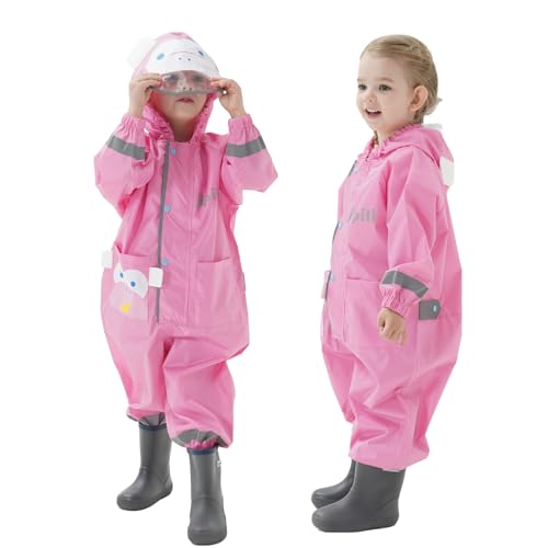 Kids Toddler Raincoats Boys Girls One Piece Rain Suit Breathable Waterproof Coverall Baby Rain Jackets 1-10 Years