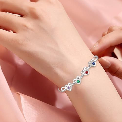 Personalized Birthstone Bracelets for Women Infinity Love Heart Charm Name Bracelet with 1-8 Birthstones Jewelry Mothers Day Gifts for Mom Daughter Wife Grandma4