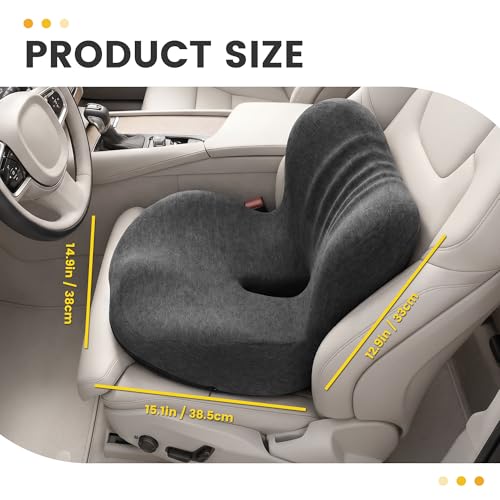 Urban Deco Memory Foam Seat Cushion for Office Chair - Sciatica Pain Relief Coccyx Cushion for Tailbone Pain - Orthopedic Gel Seat Cushion for Car & Desk - Non-Slip Bottom with Breathable Cover, Black by Urban Deco - Used condition - Image 2