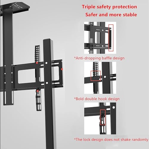 Soporte TV móvil ajustable negro con ruedas miniatura 7