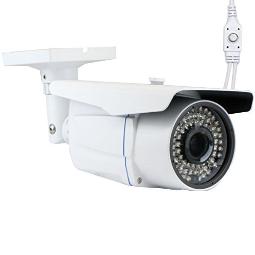 GW Security GW42WD 1/3-Inch Color Sony CMOS 1200TVL CCTV Outdoor Bullet Security Camera, 2.8-12 mm Varifocal Zoom Lens, 64 LED, 196-Feet IR Distance (White)