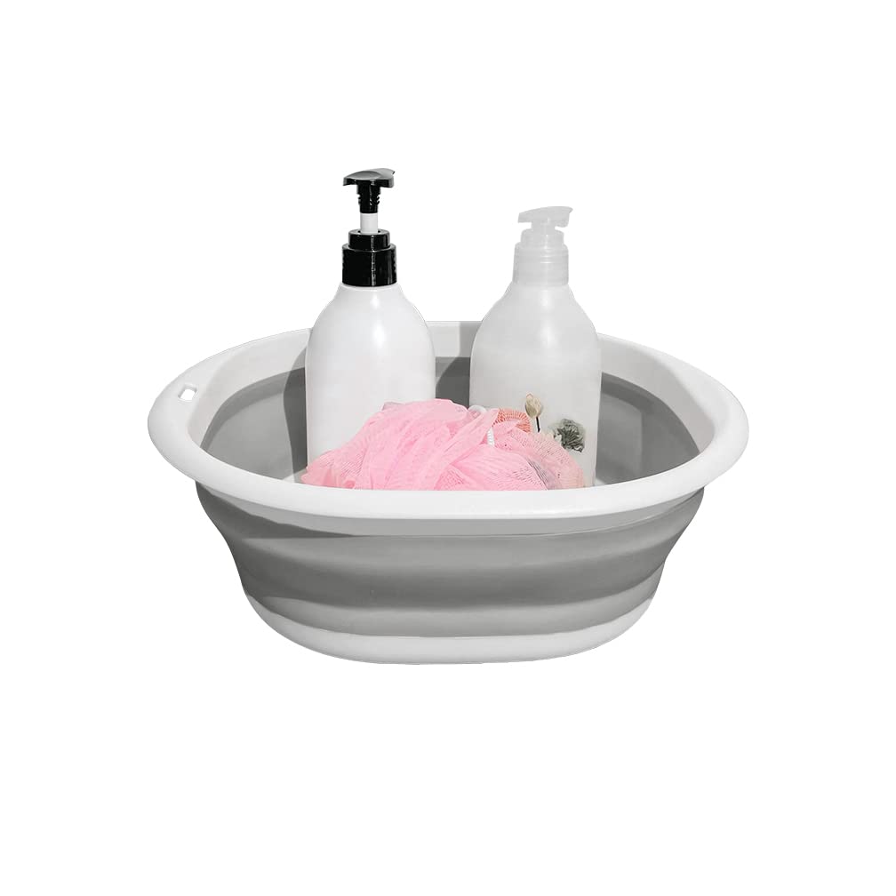Hershii Collapsible Wash Basin Foldable Washing Dish Tub Portable Dishpan Organizer Color Contrast Space Saving Storage Container for Household Cleaning Camping Hiking Picnic