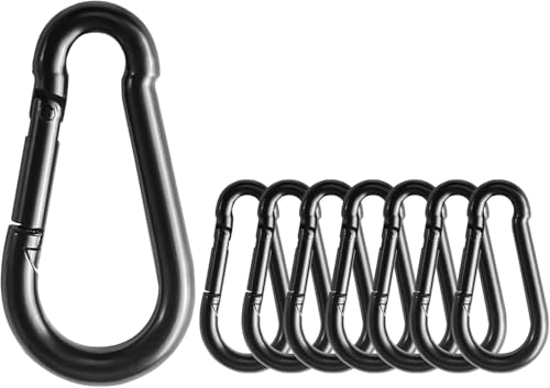 Stainless Steel Carabiner, 8PCS Carabiners Clip, Keychains Key Clip,Outdoors and Gym Snap Hooks Heavy Duty, Carabiner Heavy Duty Hiking,Harness and Key Ring Small Carabiner Clip