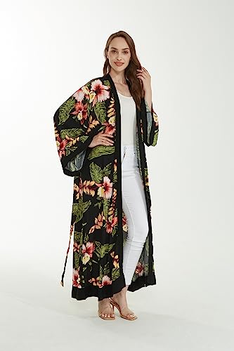 Image of Family Matching Hawaiian Clothes, Black Rafelsia | Lightweight 100% rayon • Family matching outfits • Beach vacations • Luaus • Cruises • Family photos