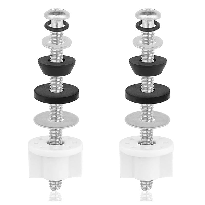 2 PCS Stainless Steel Toilet Seat Hinge Bolt Screws,Toilet Seat Screws Replacement with Nuts & Washers to Fix The Top Mount Toilet Seat