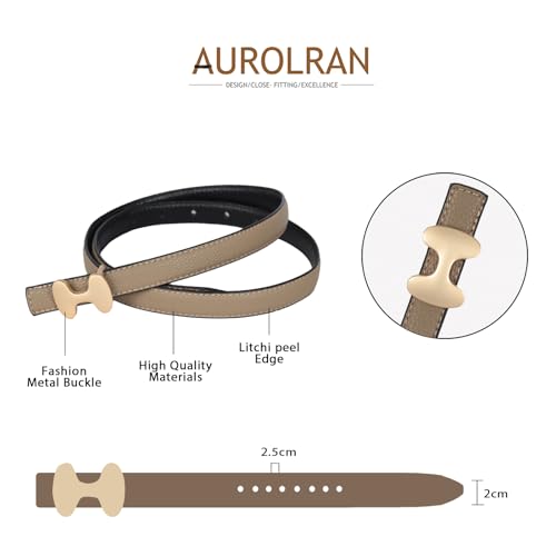 Image of Aurolran Women's Leather Belt with Buckle - Ideal for Dresses, Jeans, and Coats