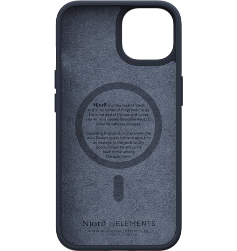 Image of Telco Njord byELEMENTS NA42SL00 Salmon Leather Drop-proof Magsafe Phone Case (iPhone 14 Plus, Vindur /Dark Gray)