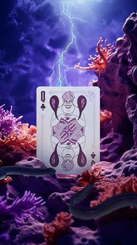 Image of Bicycle Disney Villains Playing Cards - Features 12 Disney Villains Including Scar, Maleficent, Ursula, and More - Green or Purple Playing Cards (Colors May Vary)