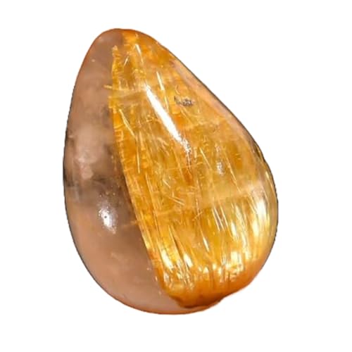 Quartz rutile naturel doré en cabochon poire 13x9mm, pierre pour collier et bague DIY