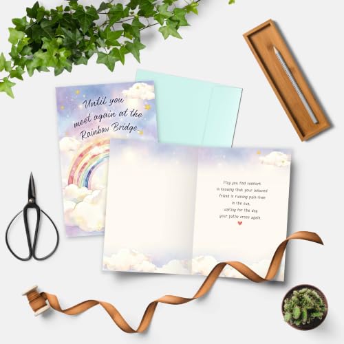 Image of Dog Loss Sympathy Card, Rainbow Bridge Pet Memorial Cards, Condolence Gift for Dog Owner, Pet Bereavement Greeting Card for Loss of Beloved Dog