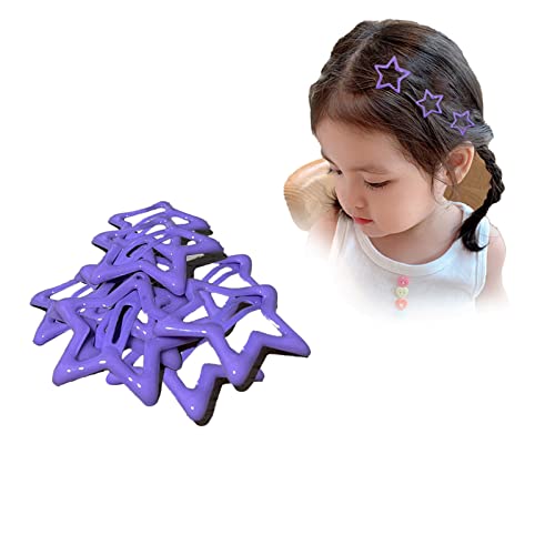 ANQSYY New 10Pcs Purple Star Snap Hair Clips Girls Kawaii Non Slip Stars Barrettes Hair Accessories for Women