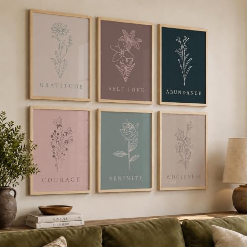 Image of kotart - Floral Painting for Living Room Bedroom Office Room Decor - Premium Digital Paintings with Frame for Home Decoration - Painting for Wall Decoration - (Pack of 6 Multicolor) (13x17 inch, D)