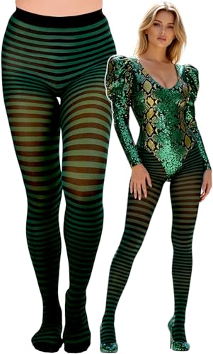 Image of ToBeInStyle Women's Thin Horizontal Stripe Opaque Tights Pantyhose - Regular or Plus